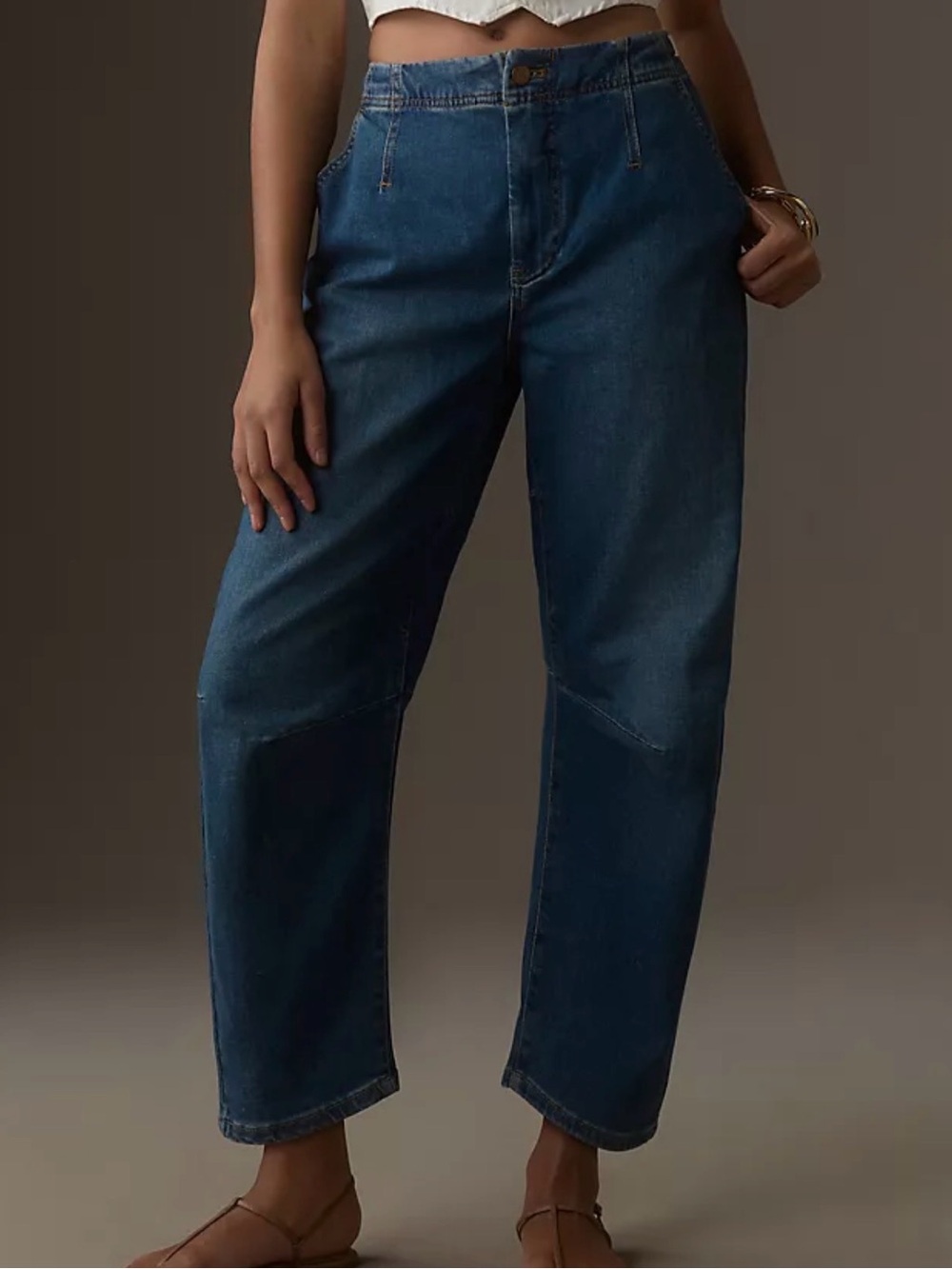 Pilcro by Anthropology The Leni Mid-rise Barrel Drawstring Jeans Size 28 Tall